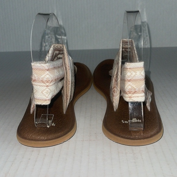 Sanuk Cream And Brown Aztec Print Yoga Slingback Sandals - Picture 6 of 10
